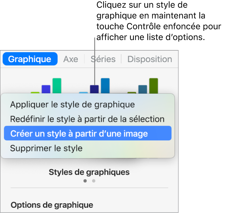 Le menu contextuel Style de graphique.