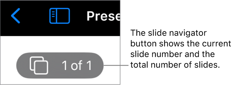 The slide navigator button showing the current slide number and the total number of slides in the presentation.