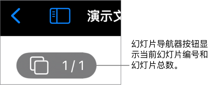 幻灯片导航器按钮显示演示文稿中的当前幻灯片编号和幻灯片总张数。