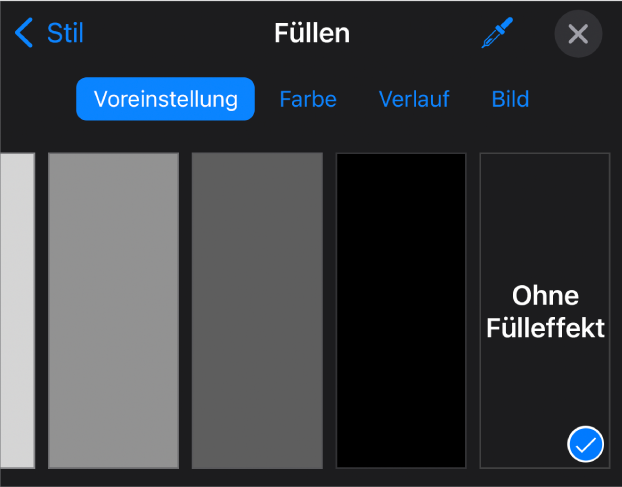 Die Steuerelemente „Füllen“ mit dem ausgewählten Element „Ohne“