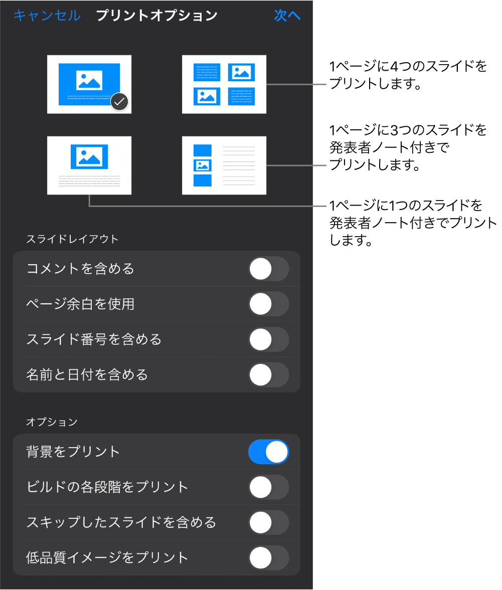 プリントレイアウトオプション。