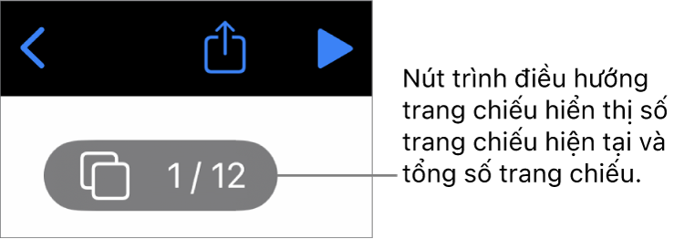 Nút trình điều hướng trang chiếu đang hiển thị số trang chiếu hiện tại và tổng số trang chiếu trong bài thuyết trình.