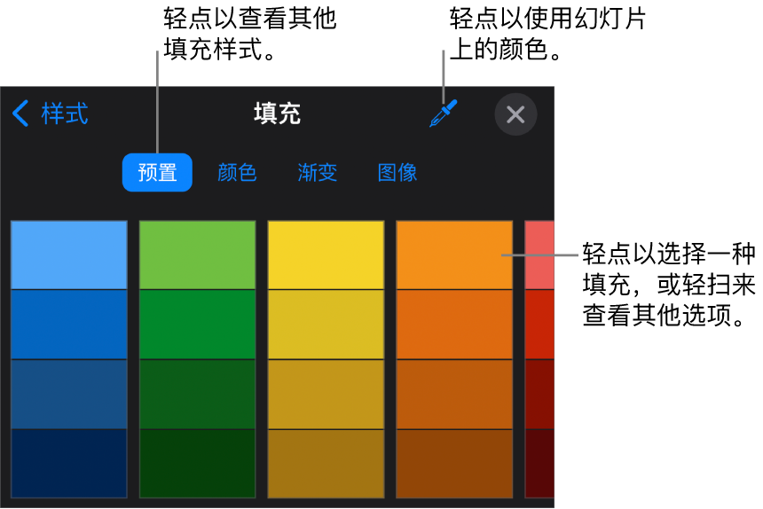 “样式”标签中的“填充”选项。