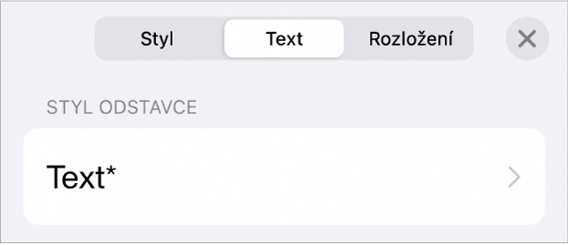 Styl odstavců s hvězdičkou a tlačítkem Aktualizovat napravo.