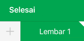 Tab lembar dengan sudut warna putih menunjukkan bahwa rujukan data bagan sedang diedit.