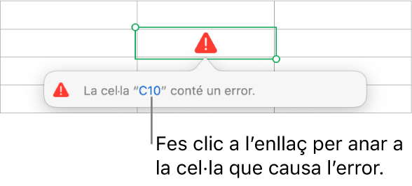 Un enllaç d’error de cel·la.