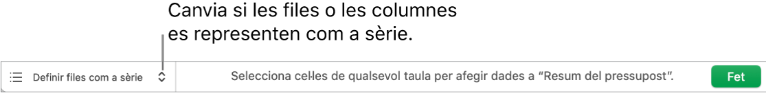 Un menú desplegable per indicar si es representaran les files o les columnes com a sèrie.