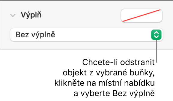 Ovládací prvek pro odstranění objektu z vybrané buňky