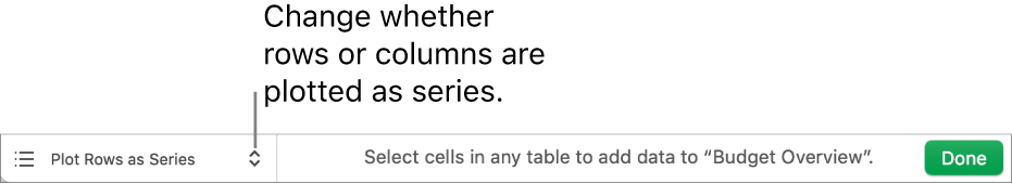 Pop-up menu for choosing whether to plot rows or columns as series.