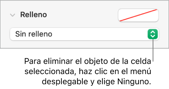 El control para eliminar un objeto de la celda seleccionada.