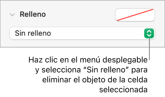 El control para eliminar un objeto de la celda seleccionada.