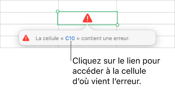 Lien d’erreur de cellule.
