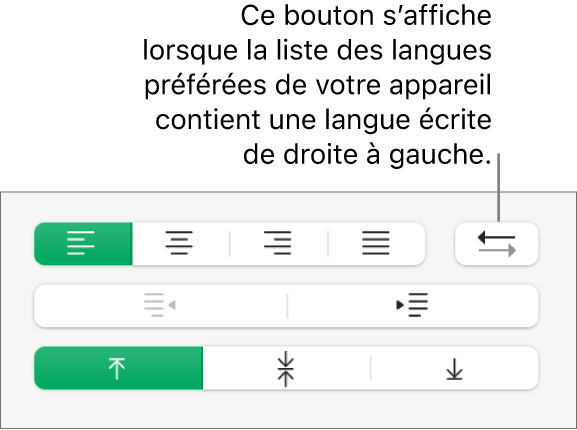 Le bouton « Direction du paragraphe » dans la section Alignement de la barre latérale Format.