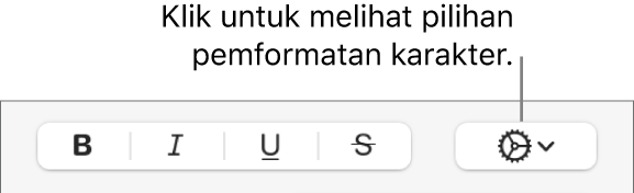 Tombol Pilihan Lanjutan di samping tombol Cetak Tebal, Miring, Garis Bawah, dan coret.