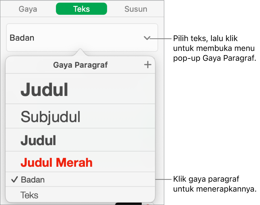 Menu Gaya Paragraf.