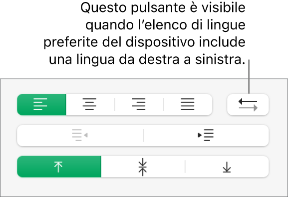 Pulsante “Direzione paragrafo” nella sezione Allineamento della barra laterale Formato.