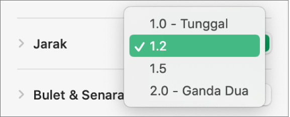 Klik menu timbul Jarak dengan Tunggal, Dwijarak atau pilihan lain.