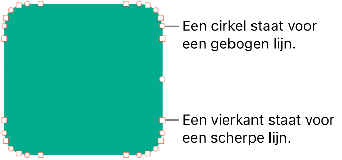 Een vorm met bewerkbare punten.