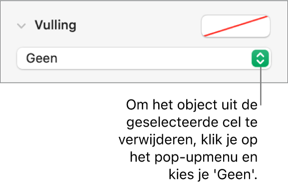 De regelaar voor het verwijderen van een object uit de geselecteerde cel.