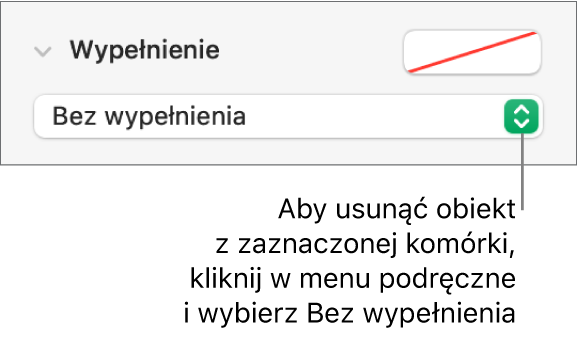 Narzędzie usuwania obiektu z zaznaczonej komórki.