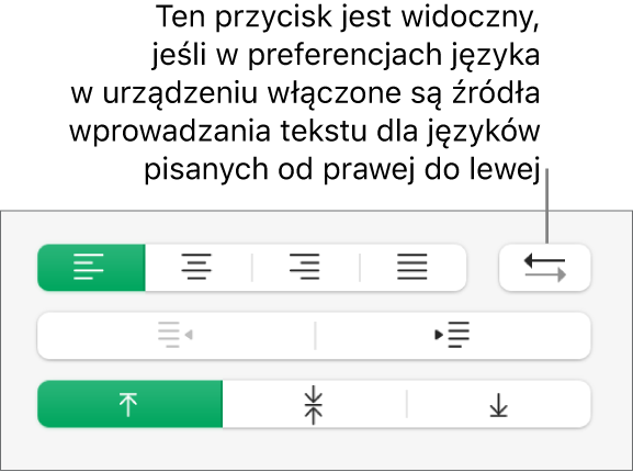 Przycisk Kierunek akapitu, znajdujący się w sekcji Wyrównanie na pasku bocznym Format.