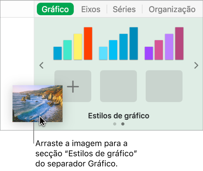 Arrastar uma imagem para a secção de estilos de gráfico da barra lateral para criar um novo estilo.