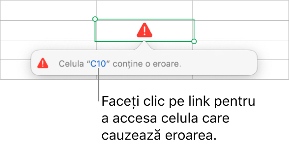 Un link către eroarea celulei.