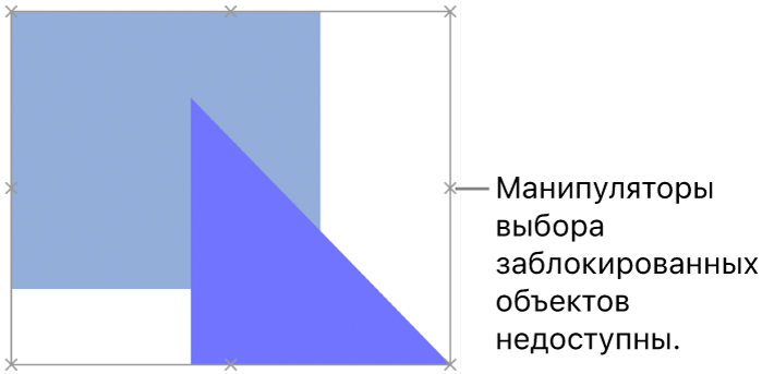 Закрепленные объекты с недоступными манипуляторами выбора.