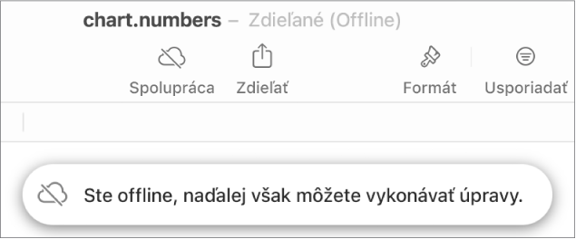 Upozornenie na obrazovke s oznámením Ste offline, ale naďalej môžete upravovať.