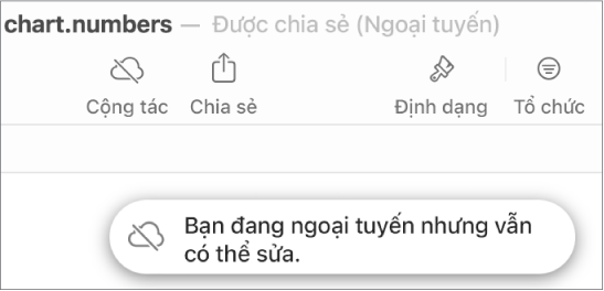 Cảnh báo trên màn hình cho biết “Bạn đang ngoại tuyến nhưng vẫn có thể sửa”.