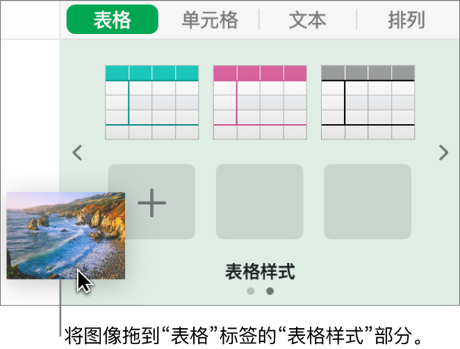 将图像拖移到表格样式以创建新的样式。