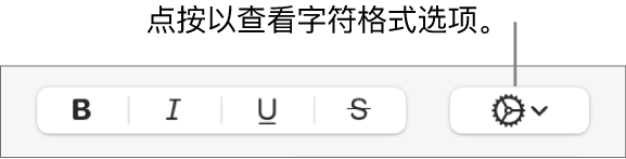 “粗体”、“斜体”、“下划线”和“删除线”按钮旁边的“更多文本选项”按钮。