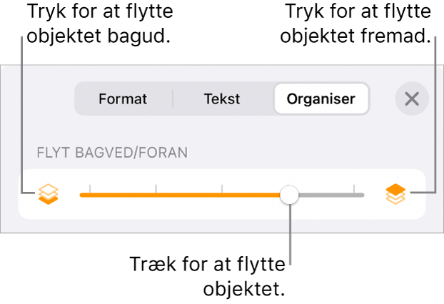 Knappen Flyt tilbage, knappen Flyt frem og mærket til lag.