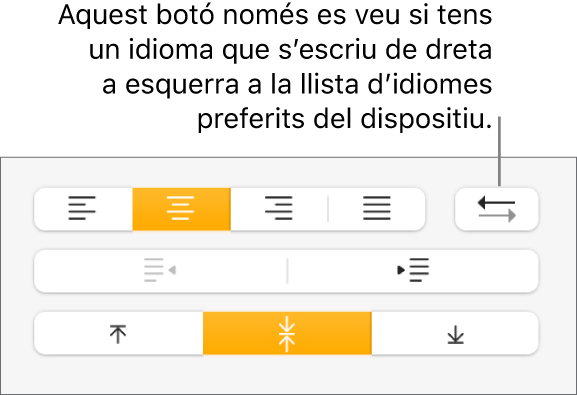 El botó “Direcció del paràgraf” de la secció Alineació de la barra lateral Format.