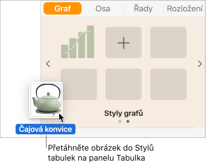 Vytvoření nového stylu přetažením obrázku na panel stylů tabulek