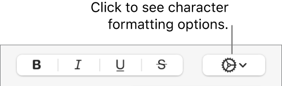 The Advanced Options pop-up menu to the right of the Bold, Italic, Underline and Strikethrough buttons.