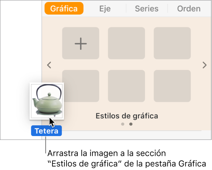 Arrastrar una imagen hasta la sección de estilos de gráfica de la barra lateral para crear un nuevo estilo.