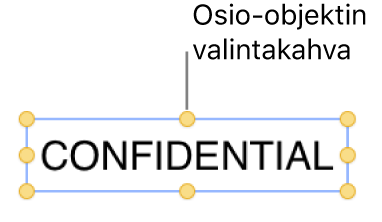 Objekti, jossa on valintakahvat.