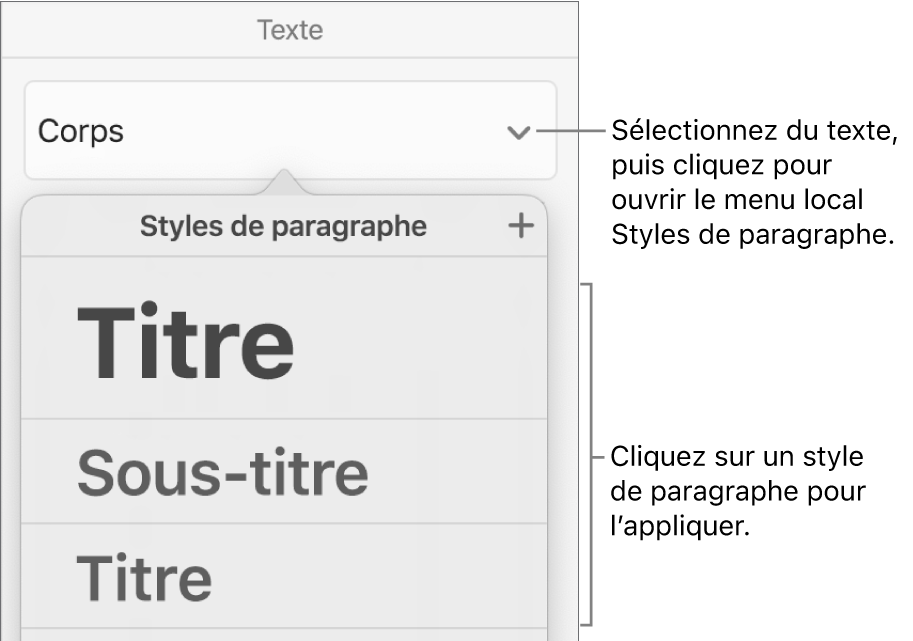 Menu Styles de paragraphe.