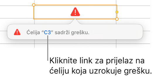 Link na pogrešku ćelije.
