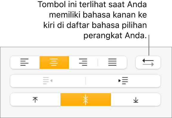 Tombol Arah Paragraf di bagian Perataan pada bar samping Format.