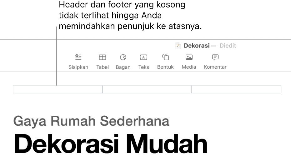 Tiga bidang header di atas judul dokumen.