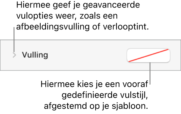 Regelaars voor het kiezen van een opvulkleur.