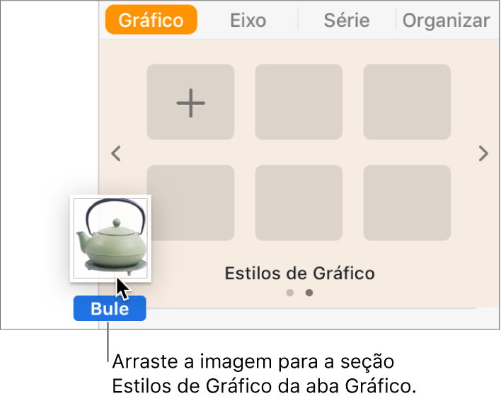 Arrastando uma imagem para a seção “Estilos de Gráfico” da barra lateral para criar um novo estilo.