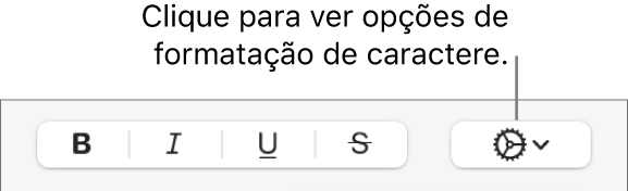 O menu local “Mais Opções de Texto” à direita dos botões Negrito, Itálico, Sublinhado e Tachado.