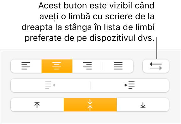 Butonul Direcție paragraf din secțiunea Aliniere a barei laterale Format.