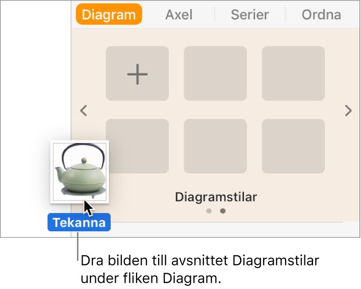 Skapa en ny stil genom att dra en bild till avsnittet diagramstilar i sidofältet.