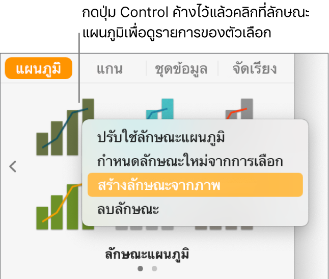 เมนูลัดลักษณะแผนภูมิ