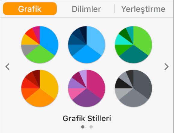 Biçim kenar çubuğunun Grafik sekmesindeki grafik stilleri.