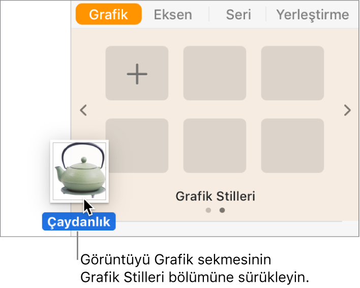 Yeni bir stil yaratmak için kenar çubuğunun grafik stilleri bölümüne bir görüntü sürükleme.